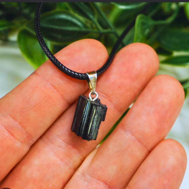 Raw Black Tourmaline Pendant for Necklace Raw Black Tourmaline pendant for necklace for protection, grounding, and negative energy cleansing.