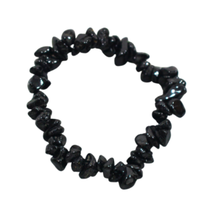 Black Tourmaline chips bracelet with raw natural stones, designed for protection, grounding, and energy balance..