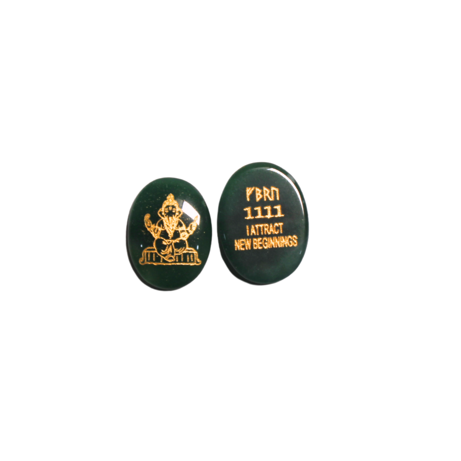 GaneshaCoinongreenJade Green Jade coin with Lord Ganesha carving, symbolizing prosperity, protection, and positive energy.
