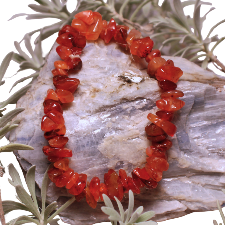 Raw Carnelian Raw Chips Bracelet Red carnelian raw chips bracelet with natural red-orange stones, designed for energy, confidence, and motivation.