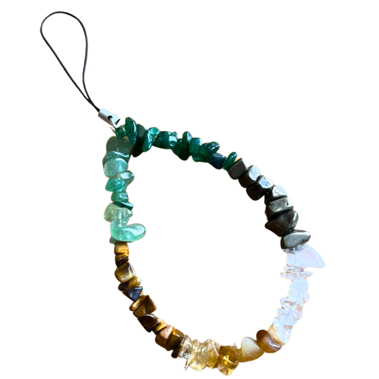 Money Magnet Mobile Charm Money magnet mobile charm with green aventurine, citrine, tiger eye, pyrite, and clear quartz for wealth and positivity.