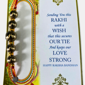 Handcrafted Golden Hematite Rakhi featuring a natural Golden Hematite gemstone, symbolizing grounding, confidence, strength, emotional balance, and positive energy.